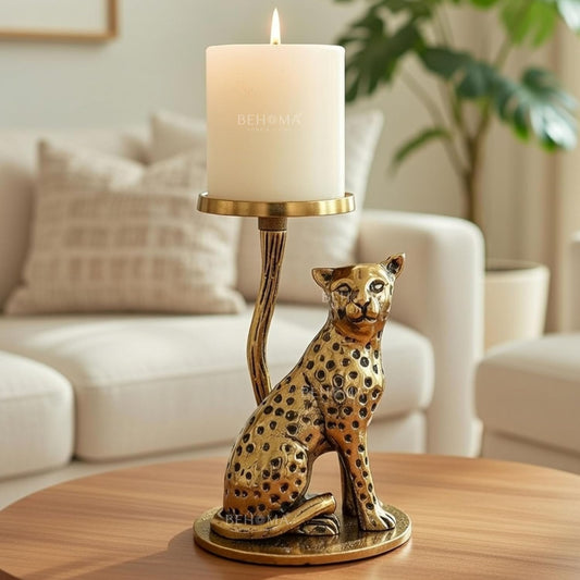 SpaceOra's Aluminium Elephant Pillar Candle Holder Statue