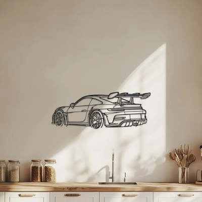 Porsche 911 GT3 RS Sketch Metal Wall Decor
