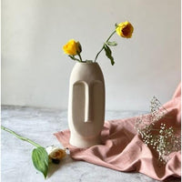 TIED RIBBONS Flower Vase Pot for Home Decor - Ceramic Face Shape