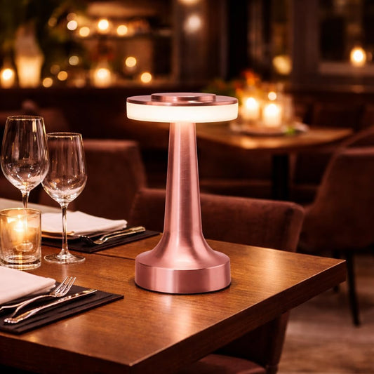 SpaceOra Rose Gold Metal LED Table Lamp Rechargeable with touch sensor
