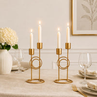 Modern Iron Double Candle Holder Set of 2