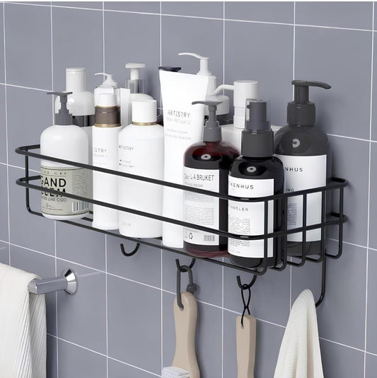 SpaceOra Self-Adhesive Bathroom Shelf with Hooks