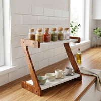 Countertop Spice Storage Kitchen Organiser (Brown and White)