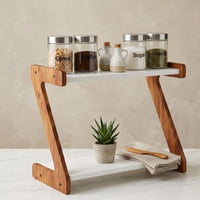 Countertop Spice Storage Kitchen Organiser (Brown and White)