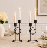 Modern Iron Double Candle Holder Set of 2
