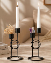 Modern Iron Double Candle Holder Set of 2
