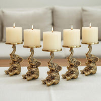 SpaceOra's Aluminium Elephant Pillar Candle Holder Statue