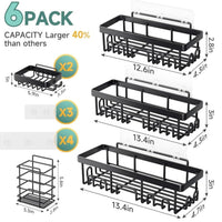 SpaceOra's Stainless Steel Shower Caddy 6-Pack for Bathroom & Home Decor